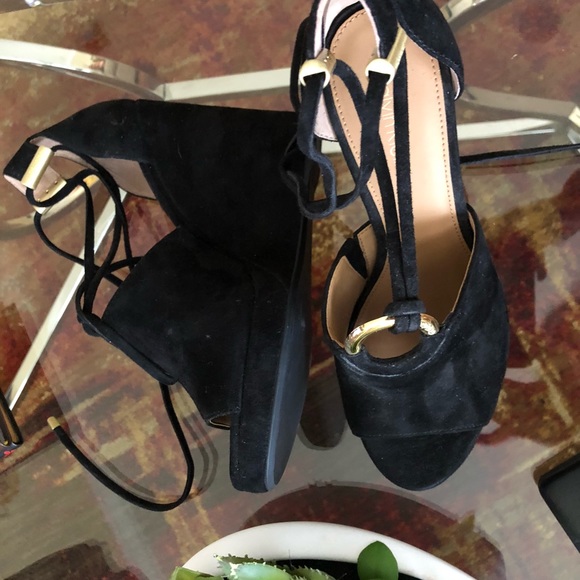 Calvin Klein Black Suede Wedge Heel Shoes - Picture 1 of 7